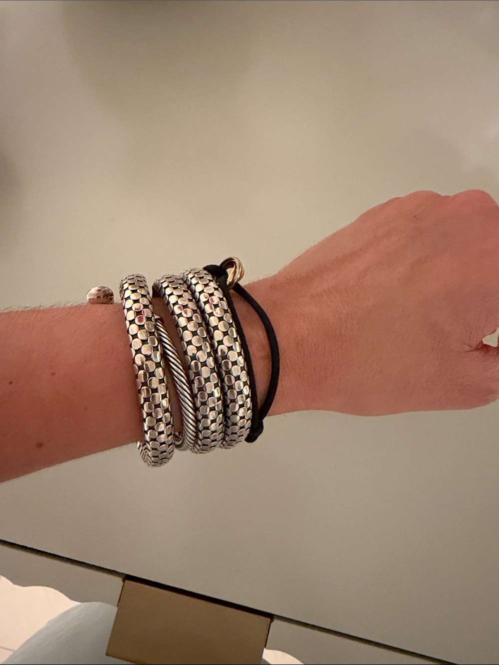 Silver Textured Wrap Bracelet - Women's Jewelry - Picture 4 of 4